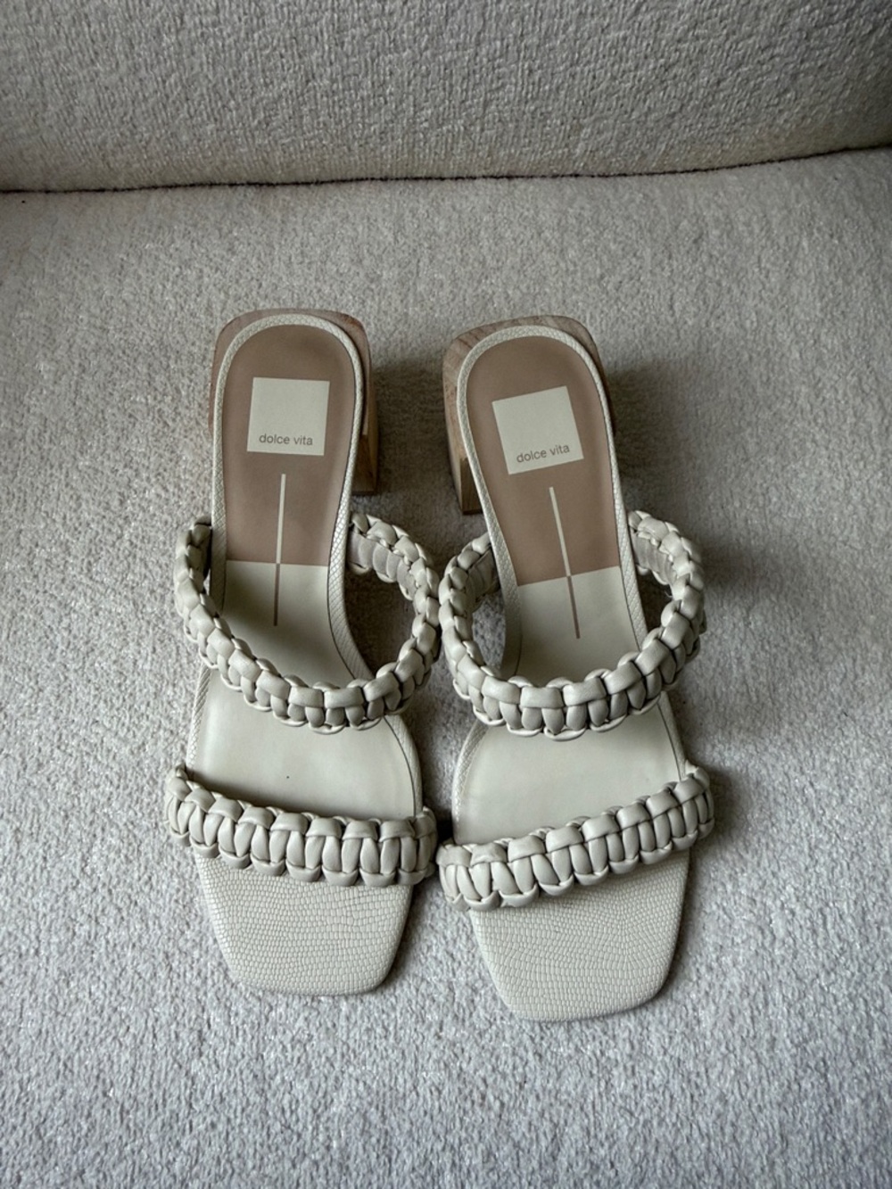 Dolce Vita Braided Double-Strap Block Heel Sandals in Cream - Picture 4 of 4